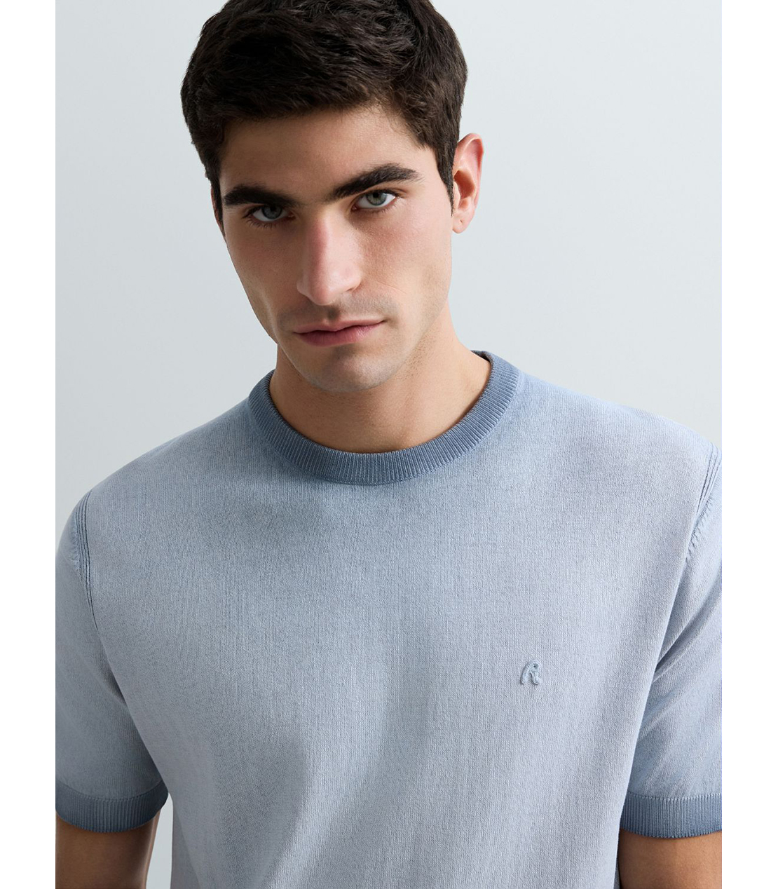 オンブレコットンクルーネックハーフスリーブセーター 詳細画像 グレイッシュブルー 5